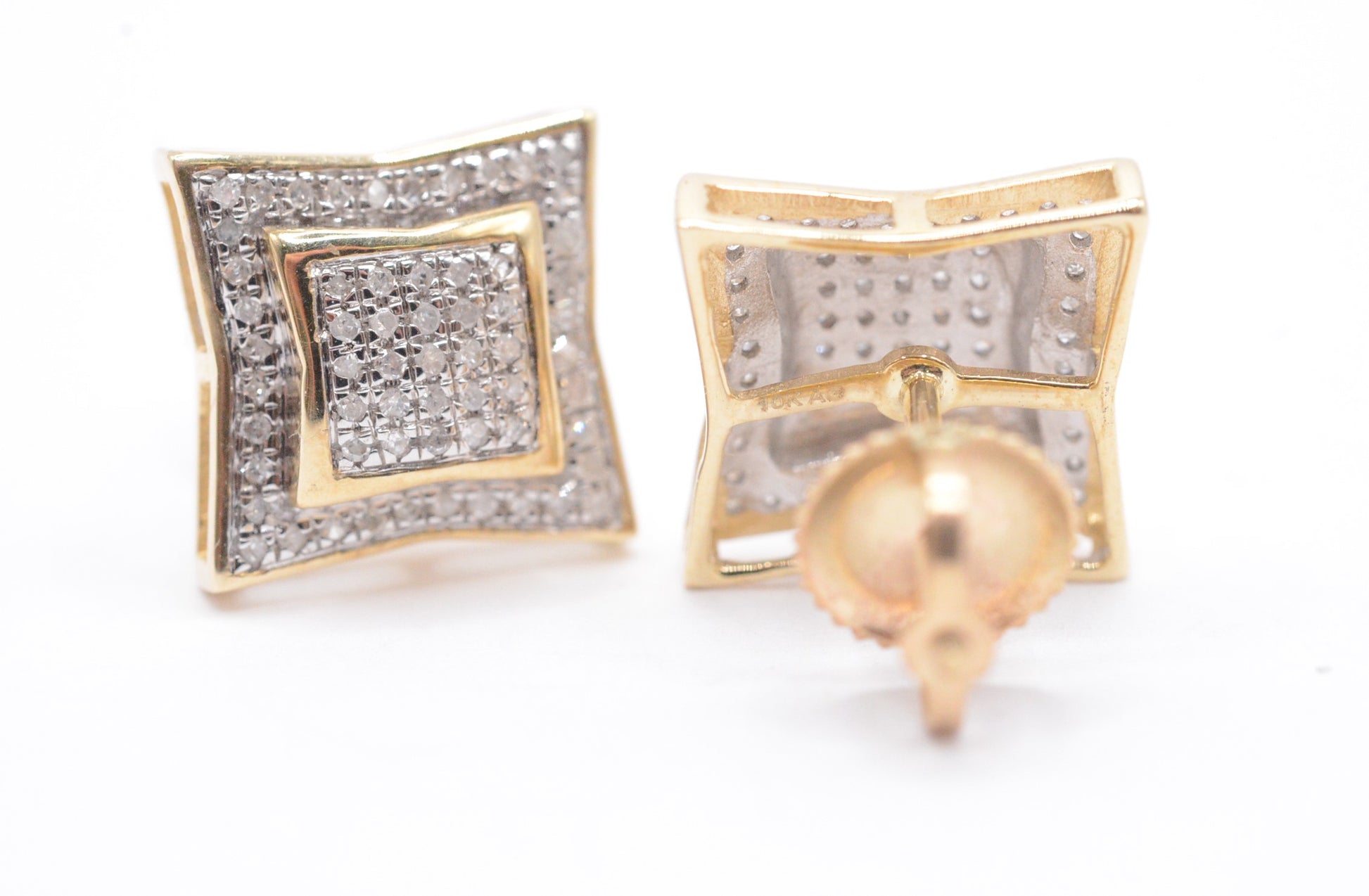 0.50 cttw Dome Kite Diamond Stud Earrings 10K Yellow Gold Cluster Studs