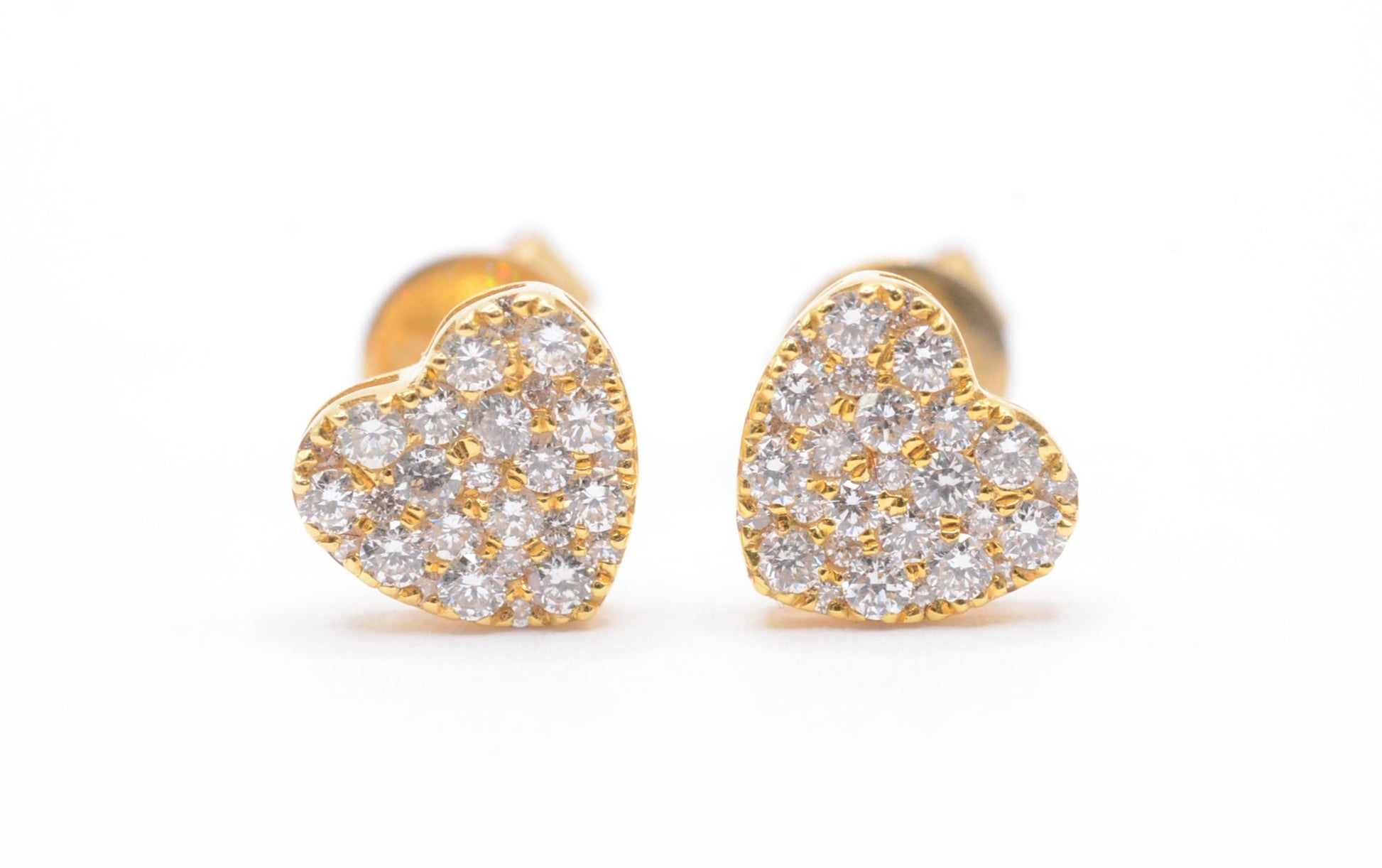 0.50 cttw Diamond Heart Cluster Earrings 14K Yellow Gold Cluster Studs