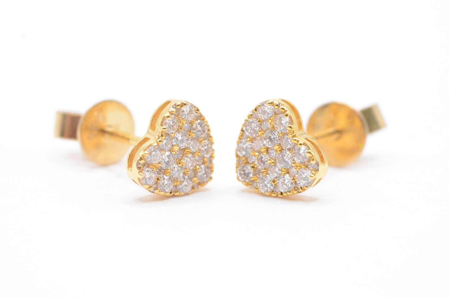 0.50 cttw Diamond Heart Cluster Earrings 14K Yellow Gold Cluster Studs