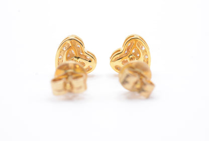 0.50 cttw Diamond Heart Cluster Earrings 14K Yellow Gold Cluster Studs