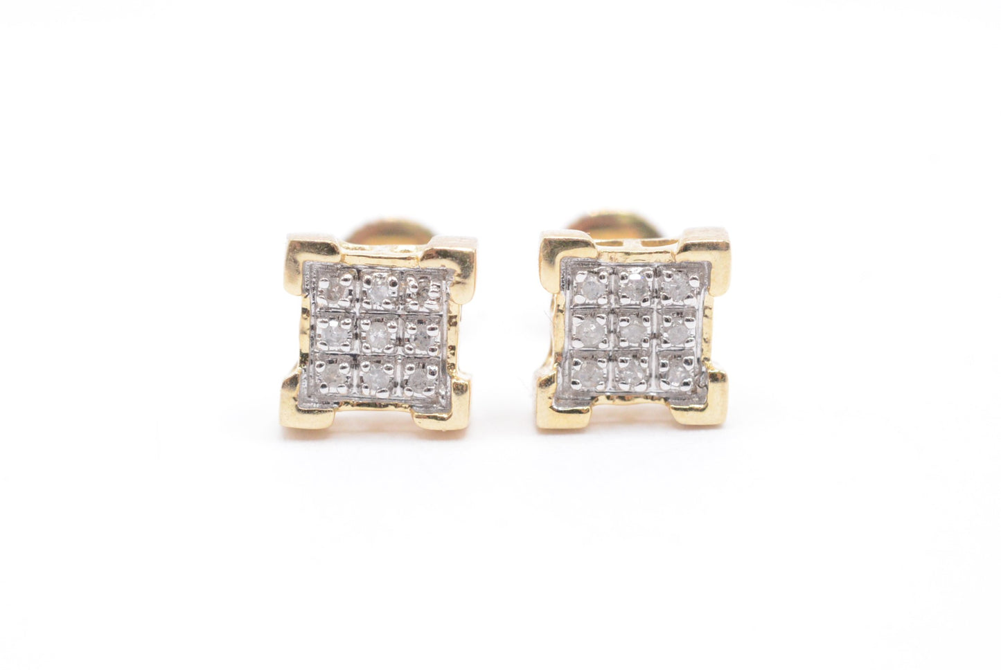 0.05 cttw Diamond "V" Prong Micro Cluster Earrings 10K Yellow Gold Kids Earrings