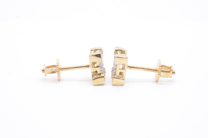 0.05 cttw Diamond "V" Prong Micro Cluster Earrings 10K Yellow Gold Kids Earrings