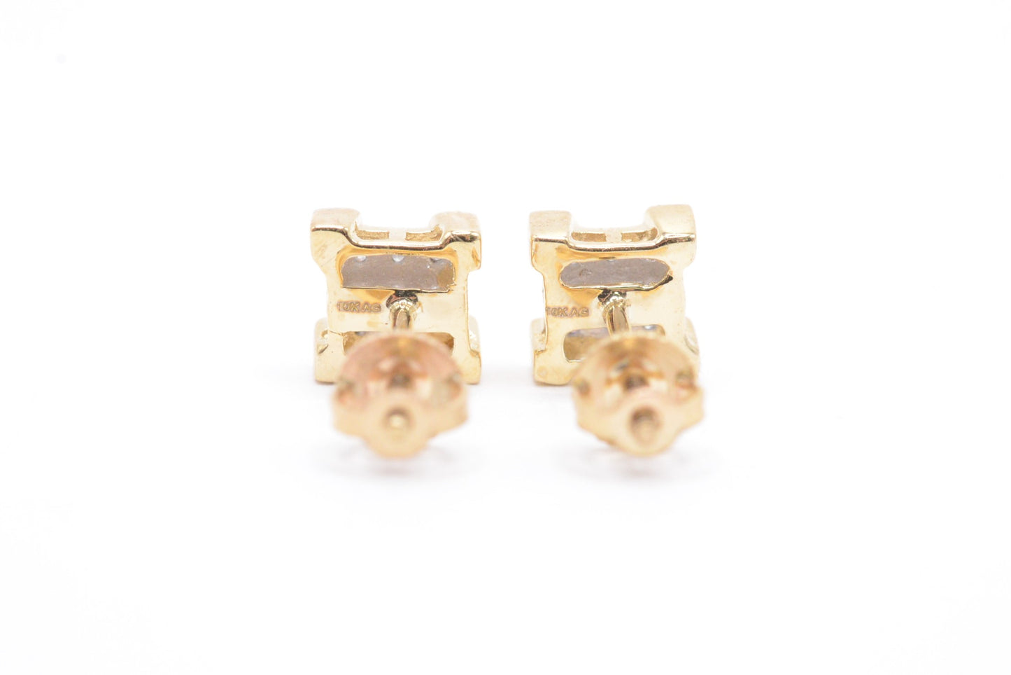 0.05 cttw Diamond "V" Prong Micro Cluster Earrings 10K Yellow Gold Kids Earrings