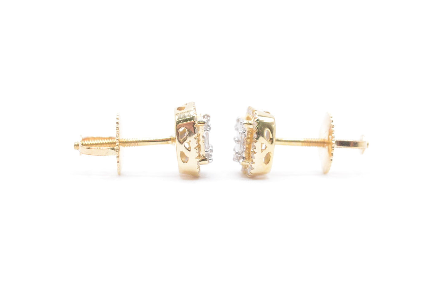 0.30 cttw Baguette Diamond Stud Earrings 10K Yellow Gold Cluster Studs