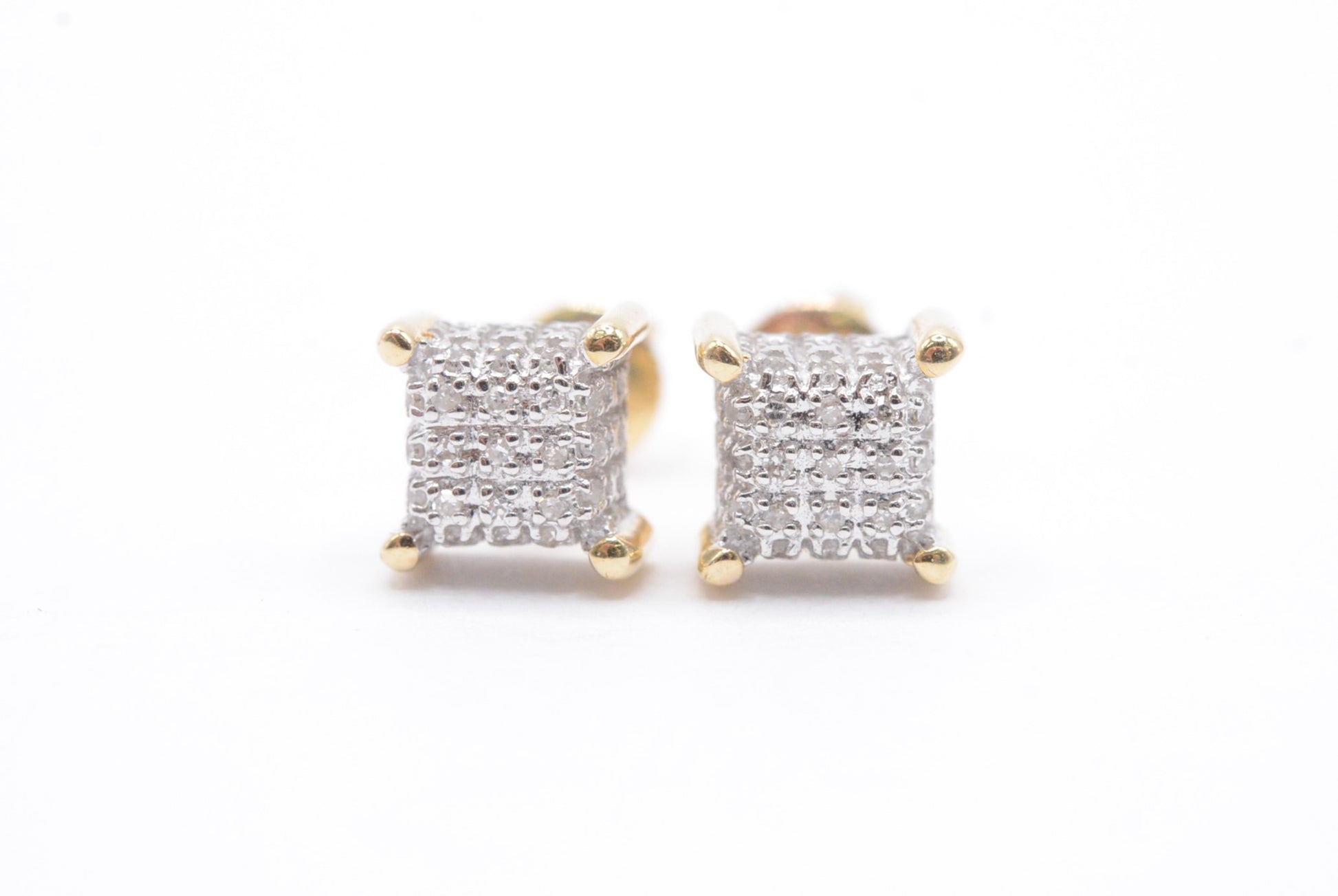 0.10 cttw Micro Diamond Dice Stud Earrings 10K Yellow Gold Kids Earrings