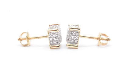 0.10 cttw Micro Diamond Dice Stud Earrings 10K Yellow Gold Kids Earrings