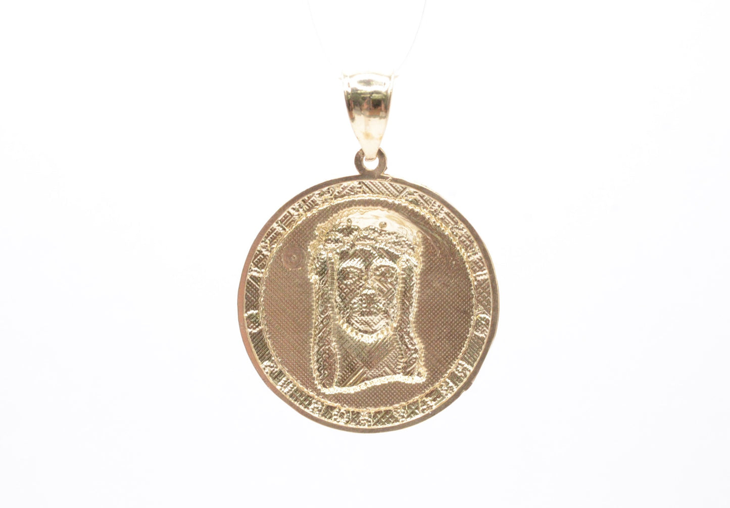 1.75" Round Jesus Christ Pendant 14K Yellow Gold Jesus