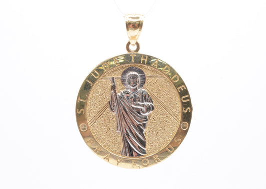 1.75" Round St. Jude Pendant 14K Yellow Gold Religious