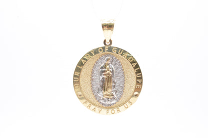 1.75" Lady of Guadalupe Pendant 14K Two-Tone Gold Religious