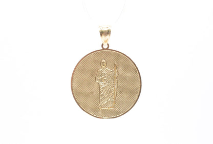 1.5" Round St. Lazarus Pendant 14K Yellow Gold Religious