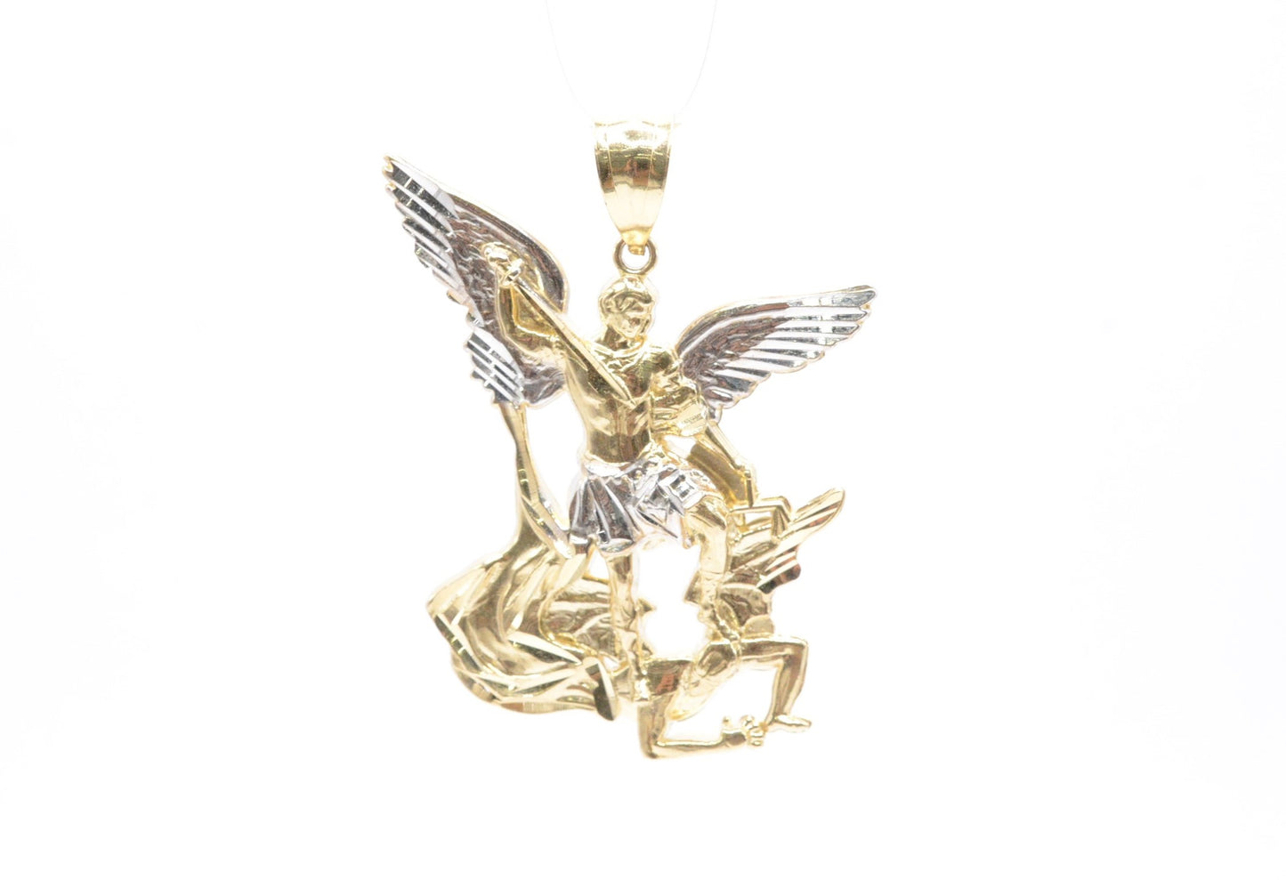 2" Saint Michael Pendant 14K Two-Tone Gold Religious