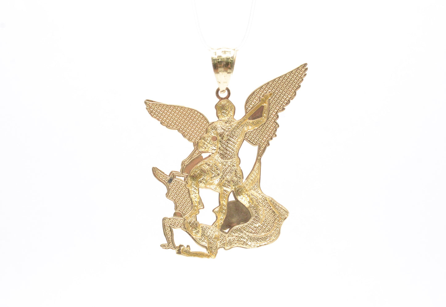 2" Saint Michael Pendant 14K Two-Tone Gold Religious