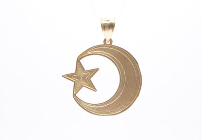 1.75" Moon & Star Pendant 14K Two-Tone Gold Other