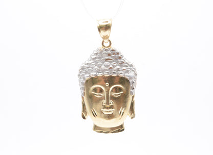1.5" Buddha Head Pendant 14K Two-Tone Gold Religious