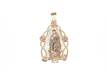 1.5" Lady Guadalupe Pendant 14K Tri-Color Religious