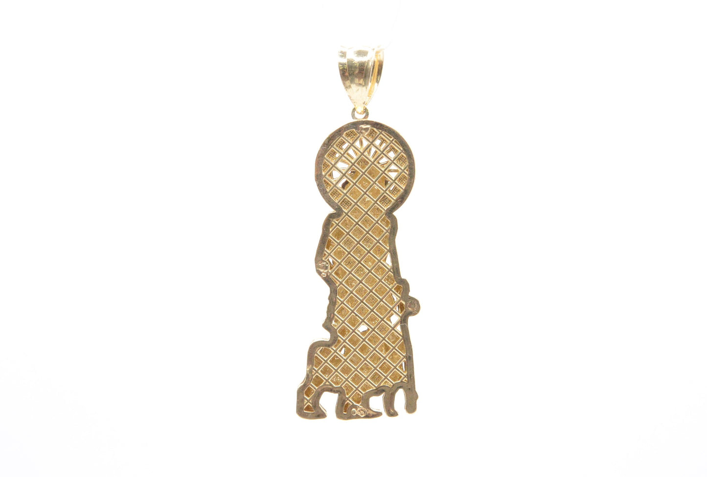 2.5" Saint Lazarus Pendant 14K Yellow Gold Religious