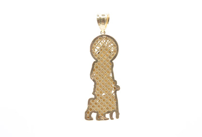 2.5" Saint Lazarus Pendant 14K Yellow Gold Religious