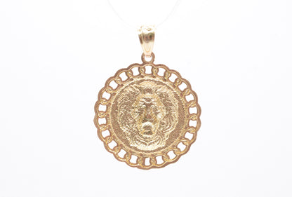 1.25" Round Cuban with Lion Head Pendant 14K Two Tone Gold Other