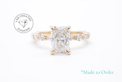 Made to Order-2ct Radiant Lab Diamond Engagement Ring 14K Yellow Gold Made to Order