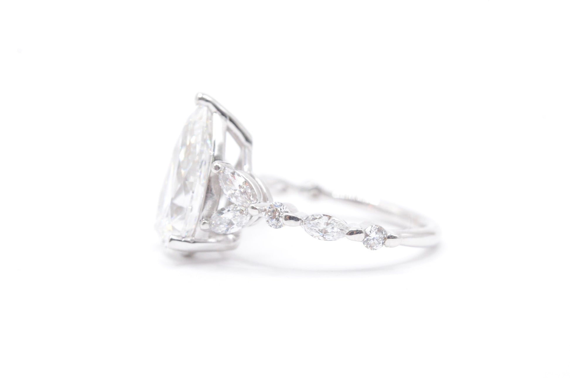 Made to Order-3ct Pear Lab Diamond Engagement Ring 14K White Gold Made to Order