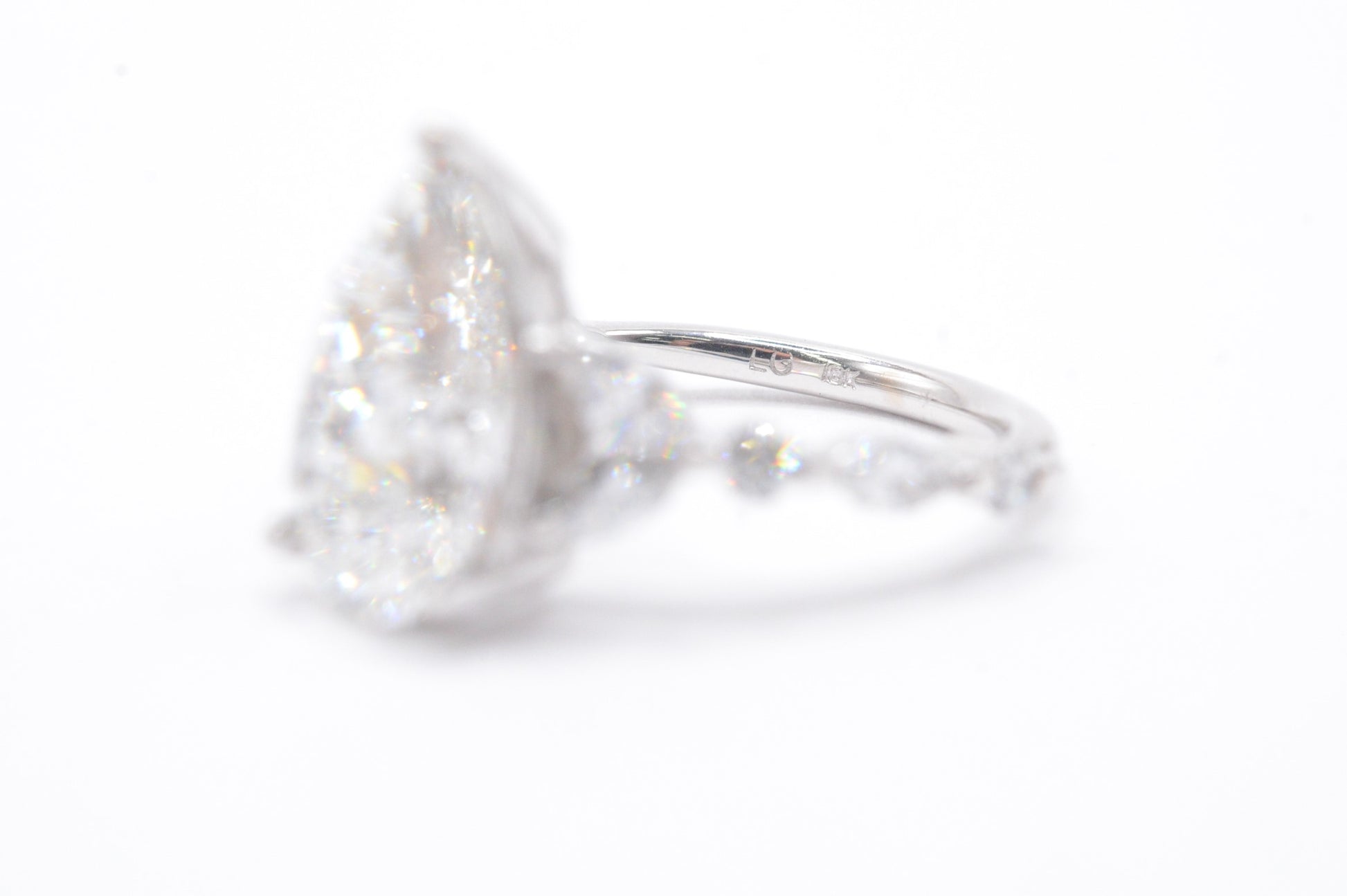 Made to Order-3ct Pear Lab Diamond Engagement Ring 14K White Gold Made to Order