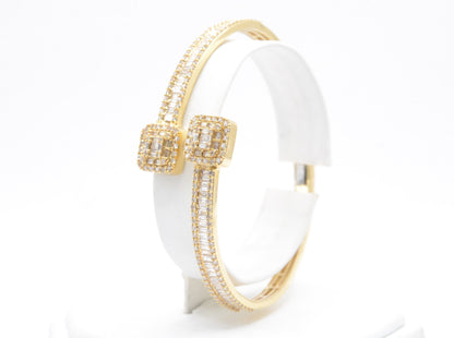 7.5" 4.75 cttw Baguette Diamond Cuff Bracelet 14K Yellow Gold Diamond Bracelet