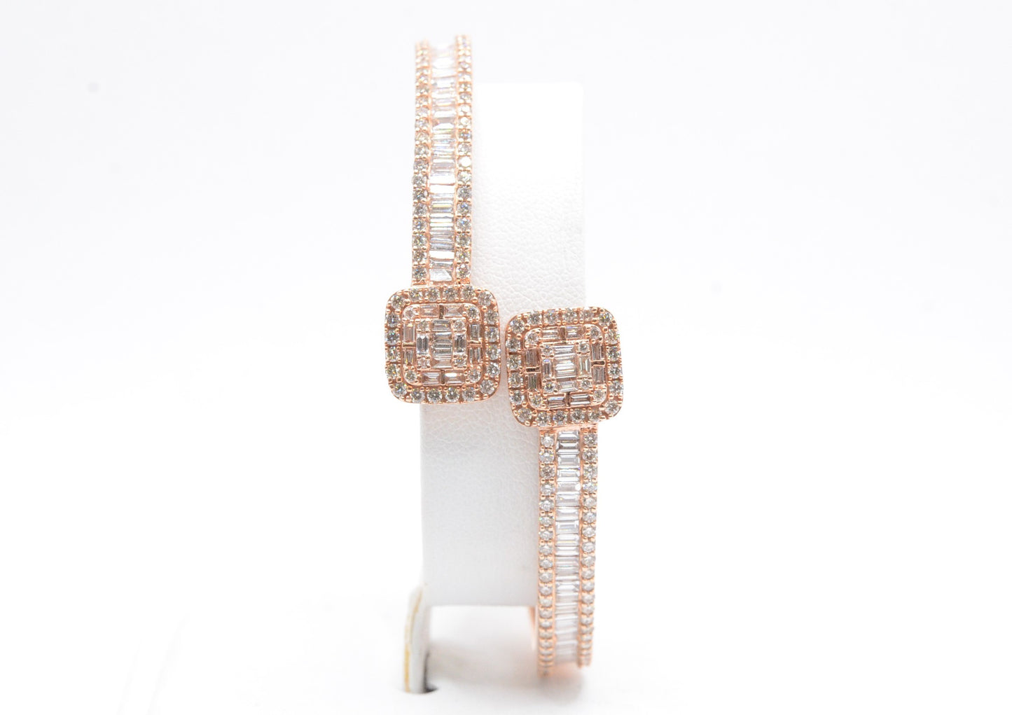 7" 4.25 cttw Baguette Diamond Cuff Bracelet 14K Rose Gold Diamond Bracelet