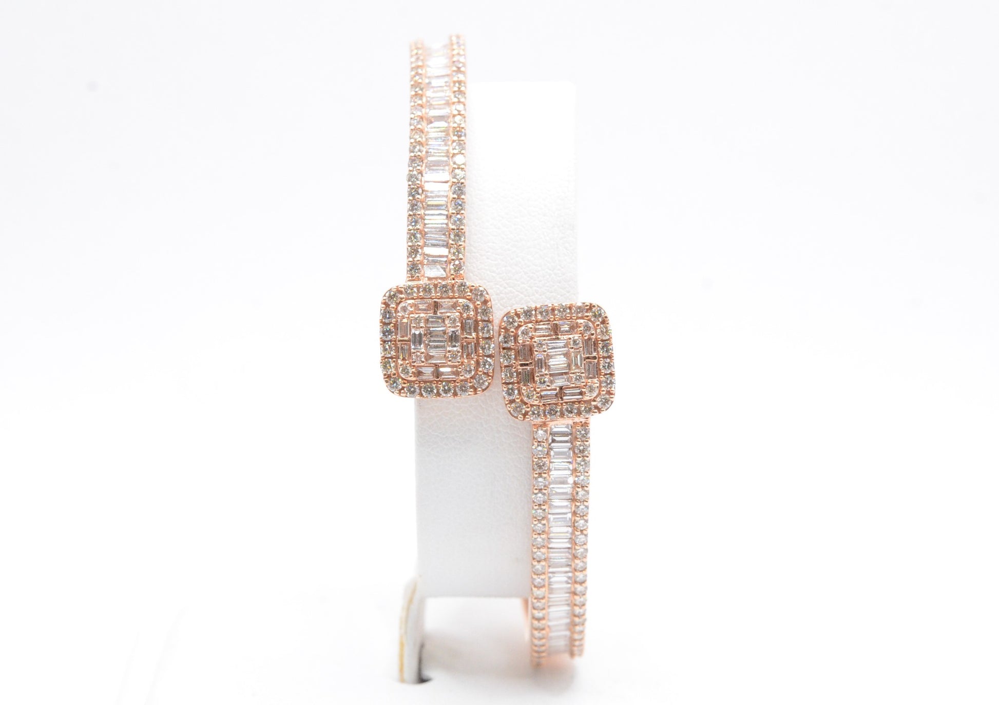 7" 4.25 cttw Baguette Diamond Cuff Bracelet 14K Rose Gold Diamond Bracelet