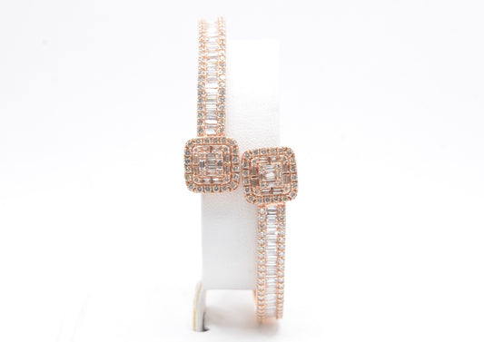 7" 4.25 cttw Baguette Diamond Cuff Bracelet 14K Rose Gold Diamond Bracelet