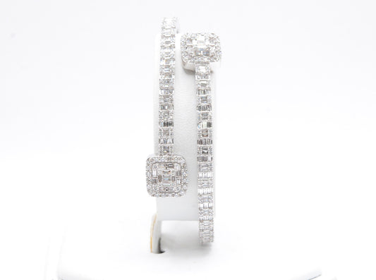 7" 4.40 cttw Baguette Diamond Cuff Bracelet 14K White Gold Diamond Bracelet