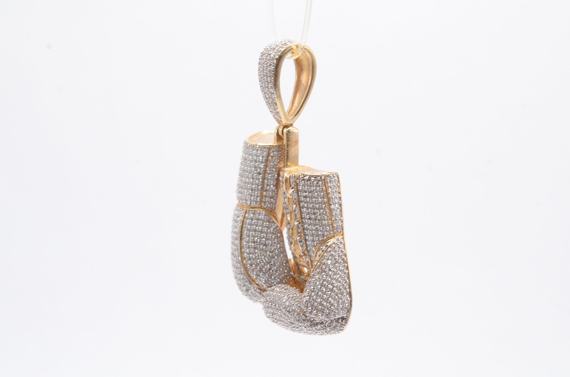 1.75" 1.65 cttw Diamond Boxing Gloves Pendant 10K Yellow Gold Other