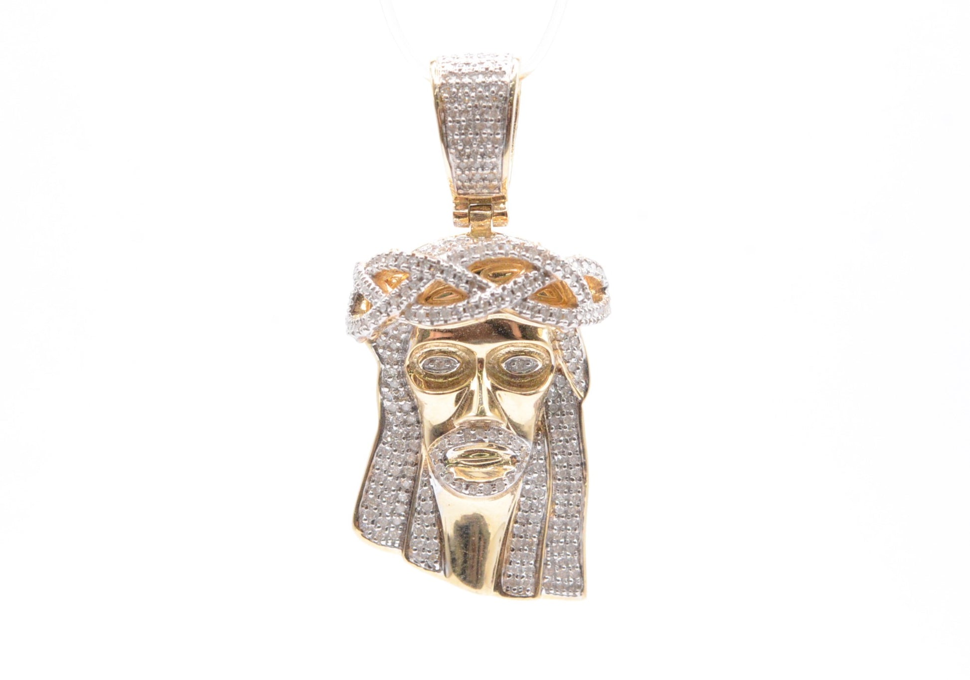 1.5" .50 cttw Jesus Head Diamond Pendant 10K Yellow Gold Jesus