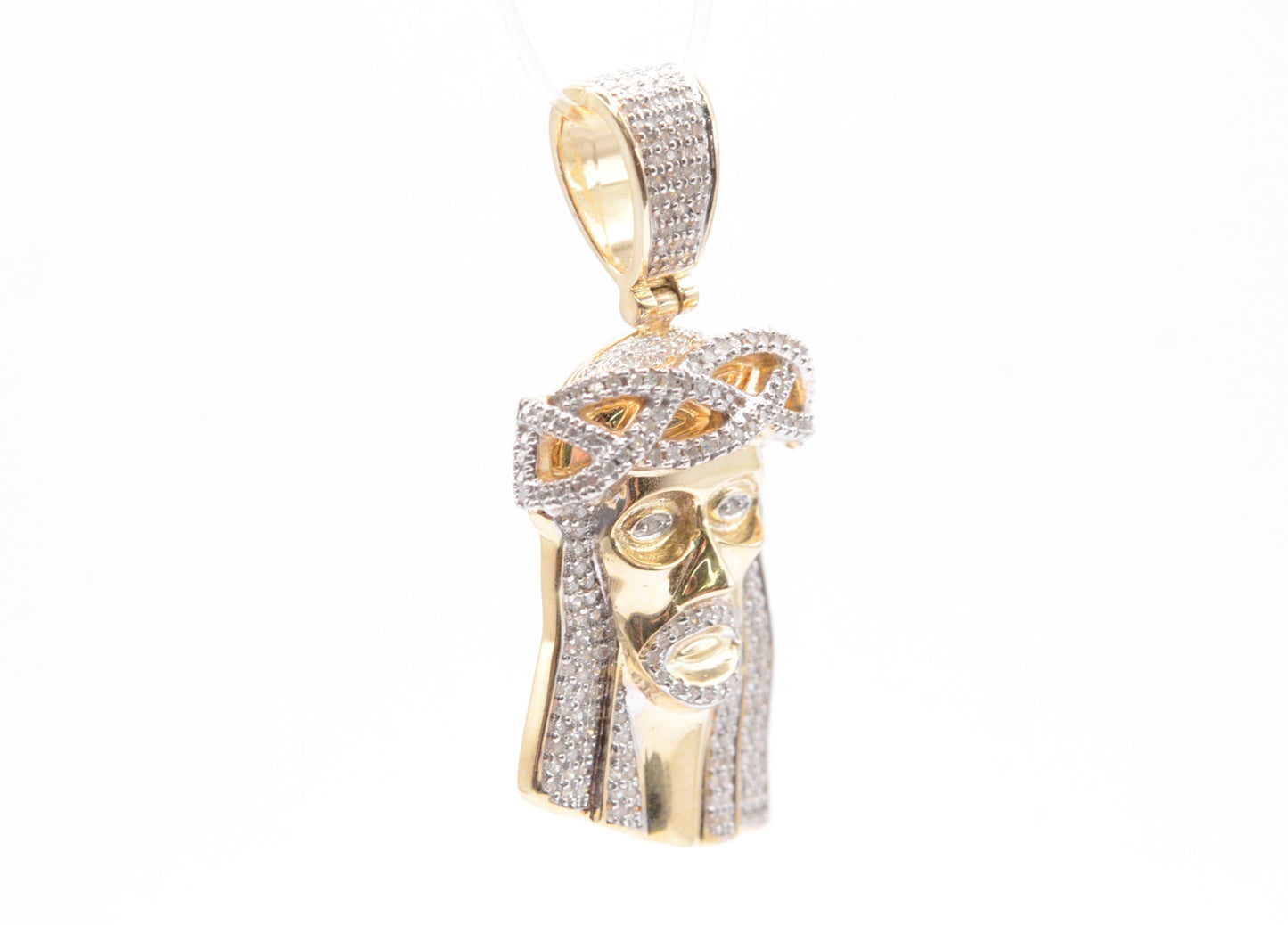 1.5" .50 cttw Jesus Head Diamond Pendant 10K Yellow Gold Jesus