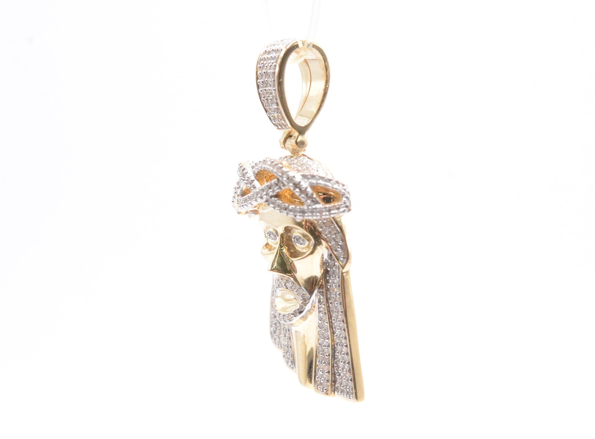 1.5" .50 cttw Jesus Head Diamond Pendant 10K Yellow Gold Jesus