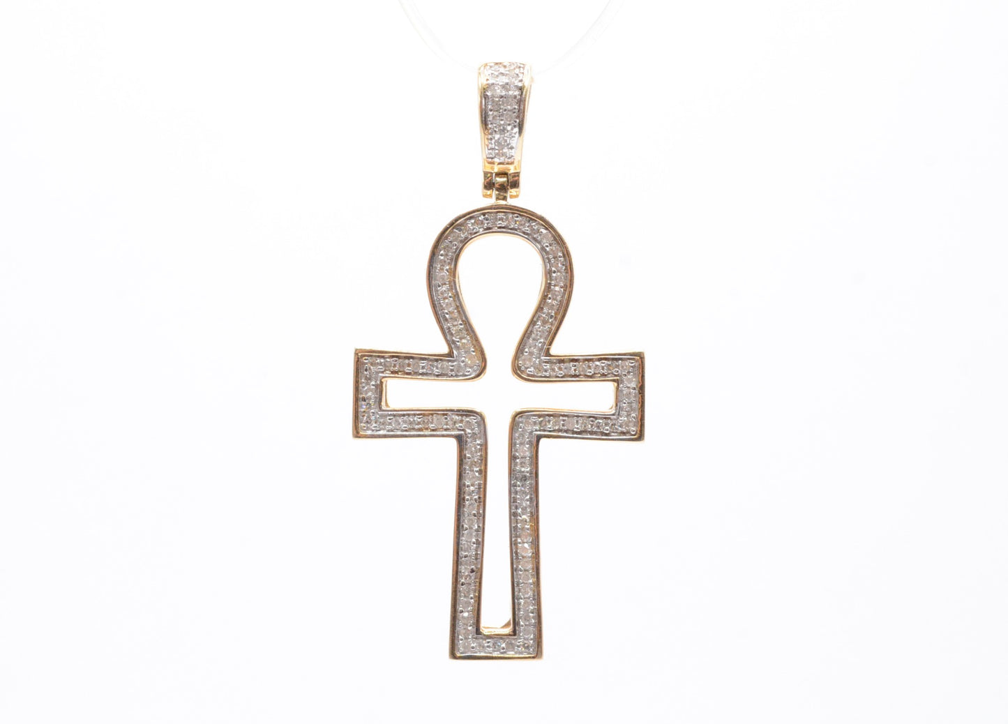 1.5" .25 cttw Ankh Diamond Pendant 10K Yellow Gold Other