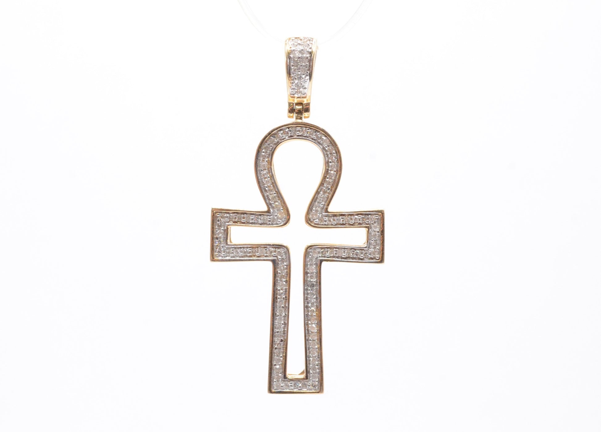 1.5" .25 cttw Ankh Diamond Pendant 10K Yellow Gold Other