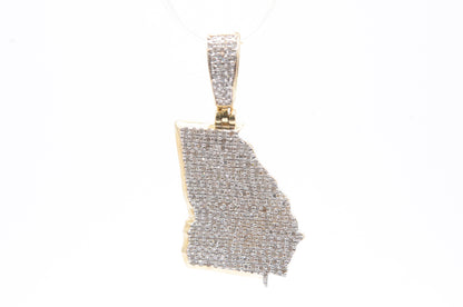1" .55 cttw State of Georgia Diamond Pendant 10K Yellow Gold Other