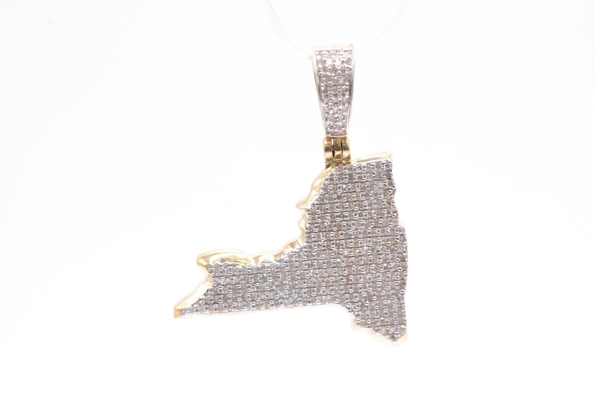 1" 0.50 cttw State of New York Diamond Pendant 10K Yellow Gold Other