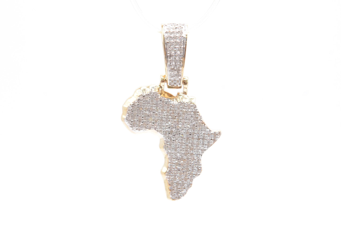 1" .40 cttw 3-D Africa Diamond Pendant 10K Yellow Gold Other
