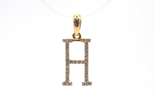0.75" 0.20 cttw Diamond Initial Pendant "H" 14K Yellow Gold Letters & Numbers
