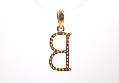 0.75" 0.20 cttw Diamond Initial Pendant "B" 14K Yellow Gold Letters & Numbers