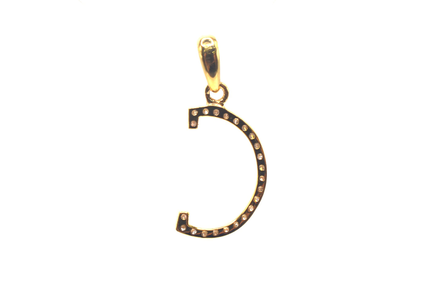 0.75" 0.15 cttw Diamond Initial Pendant "C" 14K Yellow Gold Letters & Numbers
