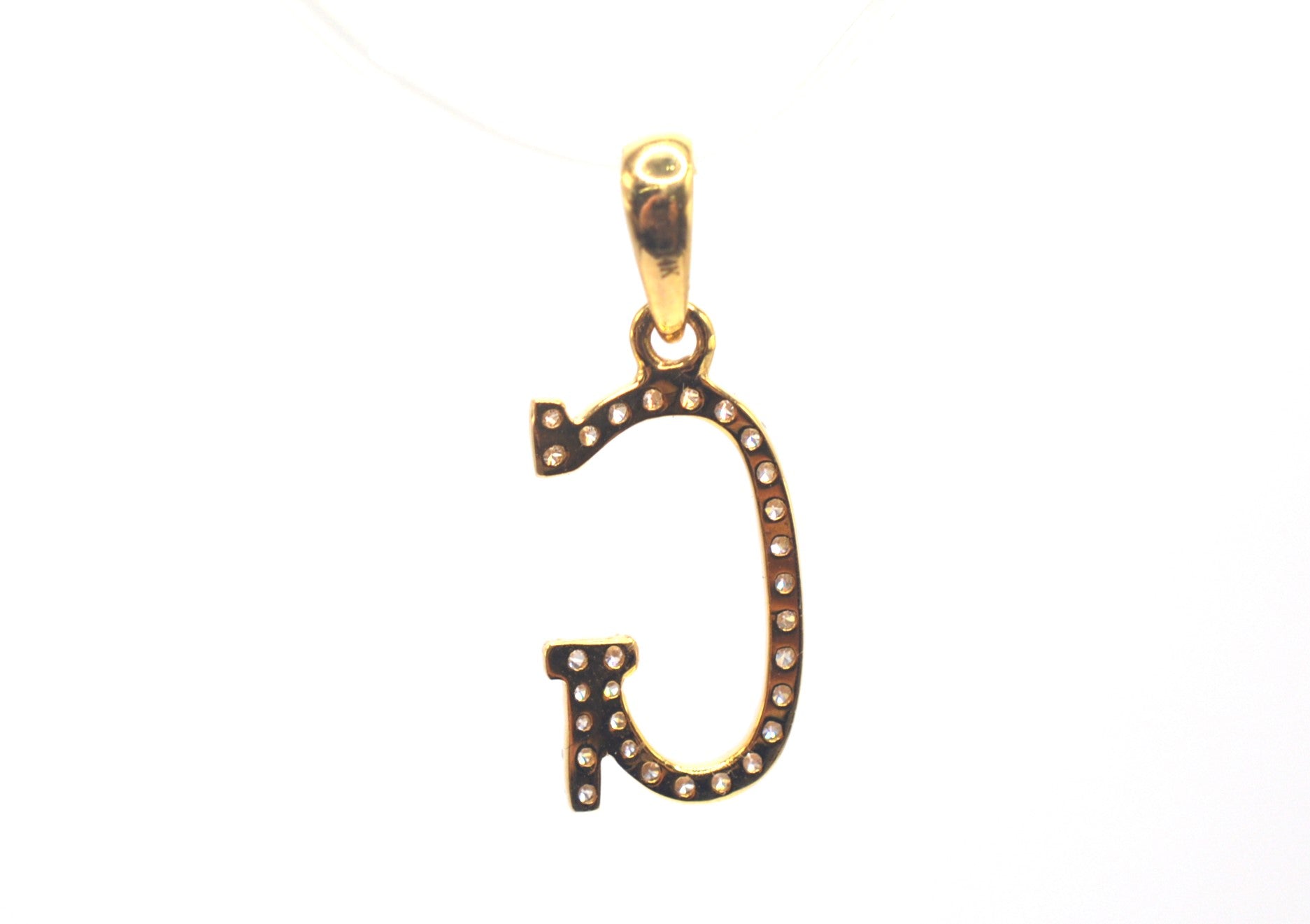 0.75" 0.15 cttw Diamond Initial Pendant "G" 14K Yellow Gold Letters & Numbers