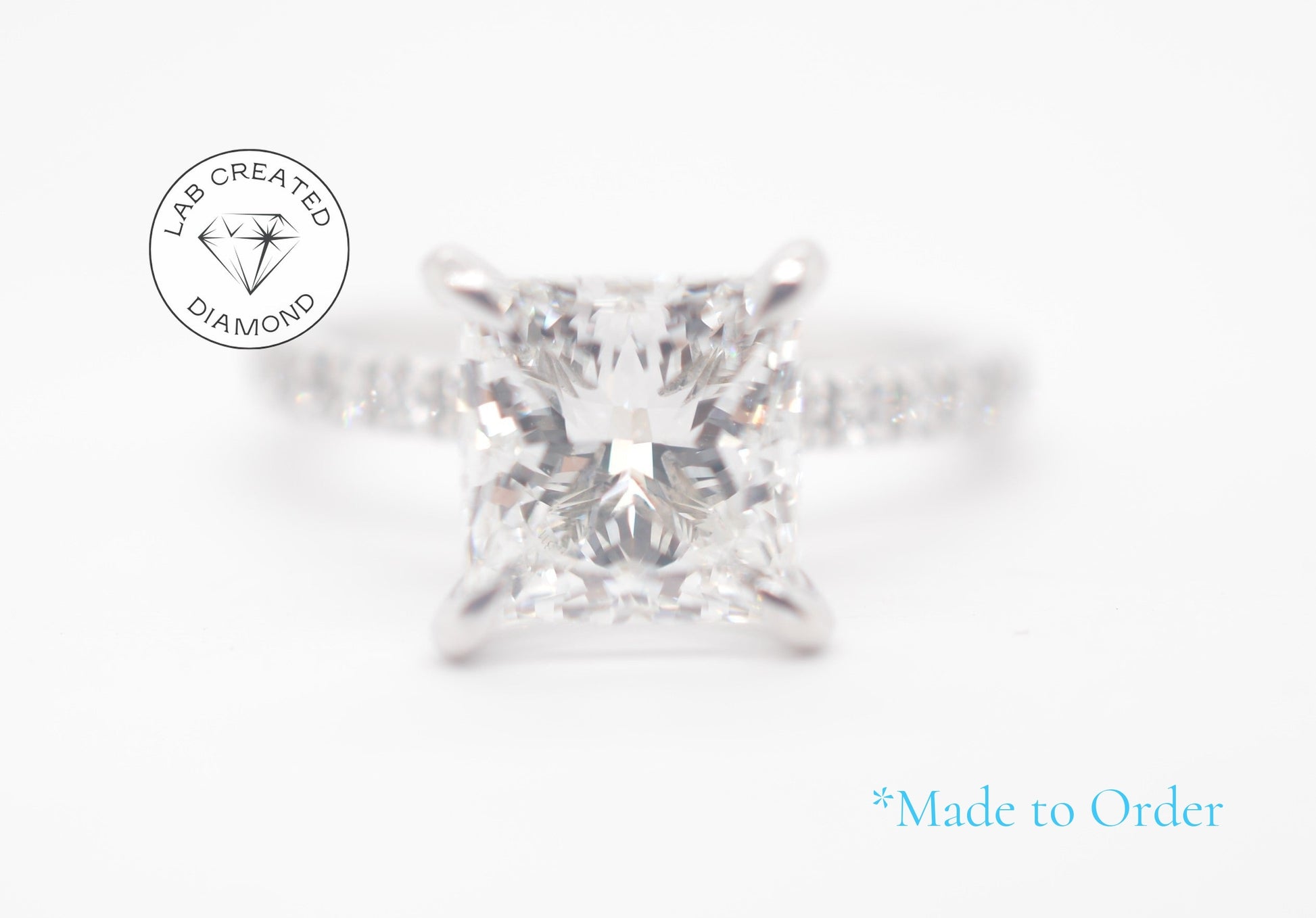 Made to Order-3ct Princess Lab Diamond Engagement Ring 14K White Gold Made to Order