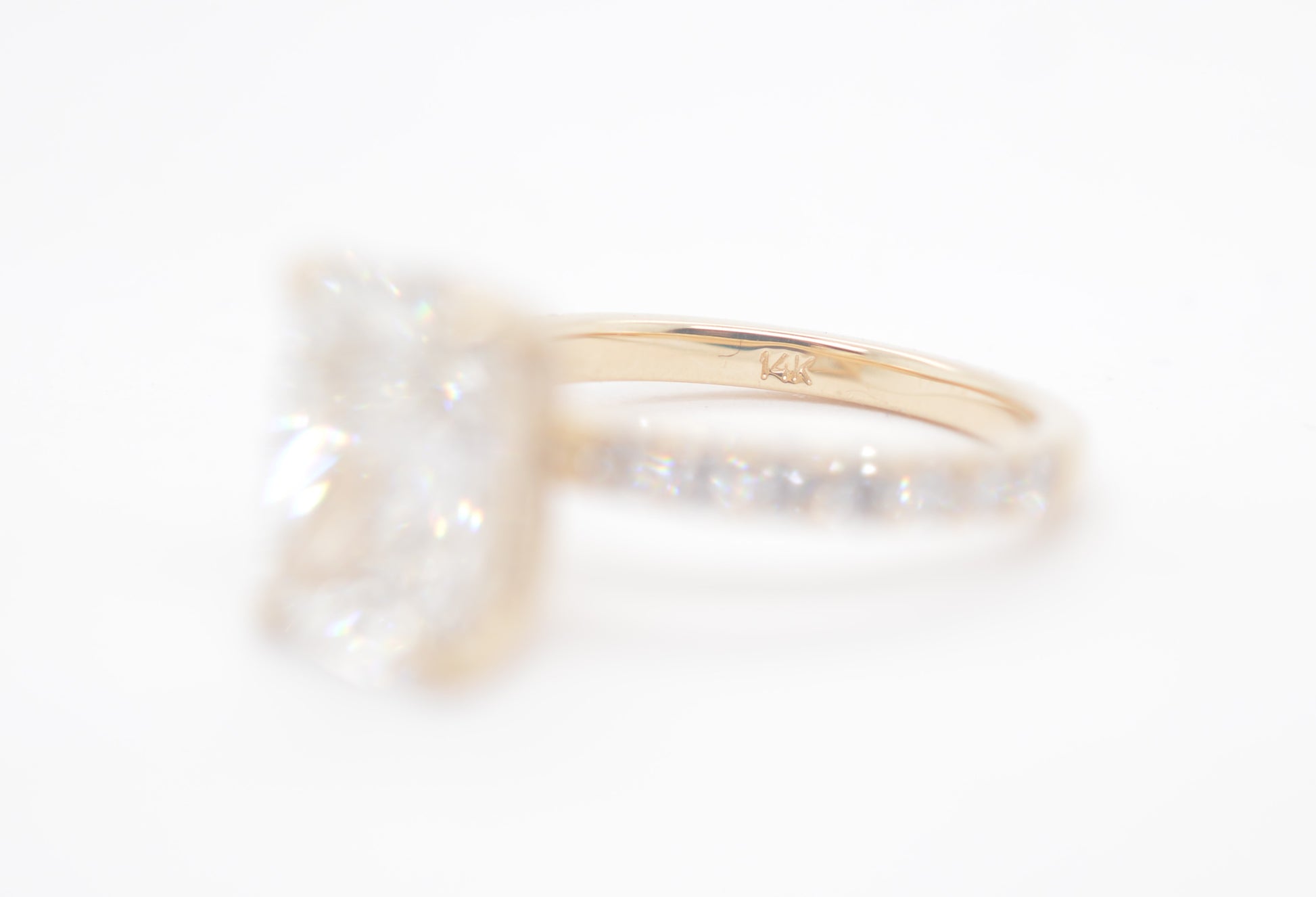 Made To Order 4ct Cushion Cut Lab Diamond Engagement Ring 14K Yellow Gold Made to Order
