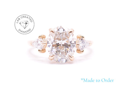 Made to Order-3ct Oval Lab Diamond Engagement Ring 14k Yellow Gold Made to Order Lab Engagement Rings