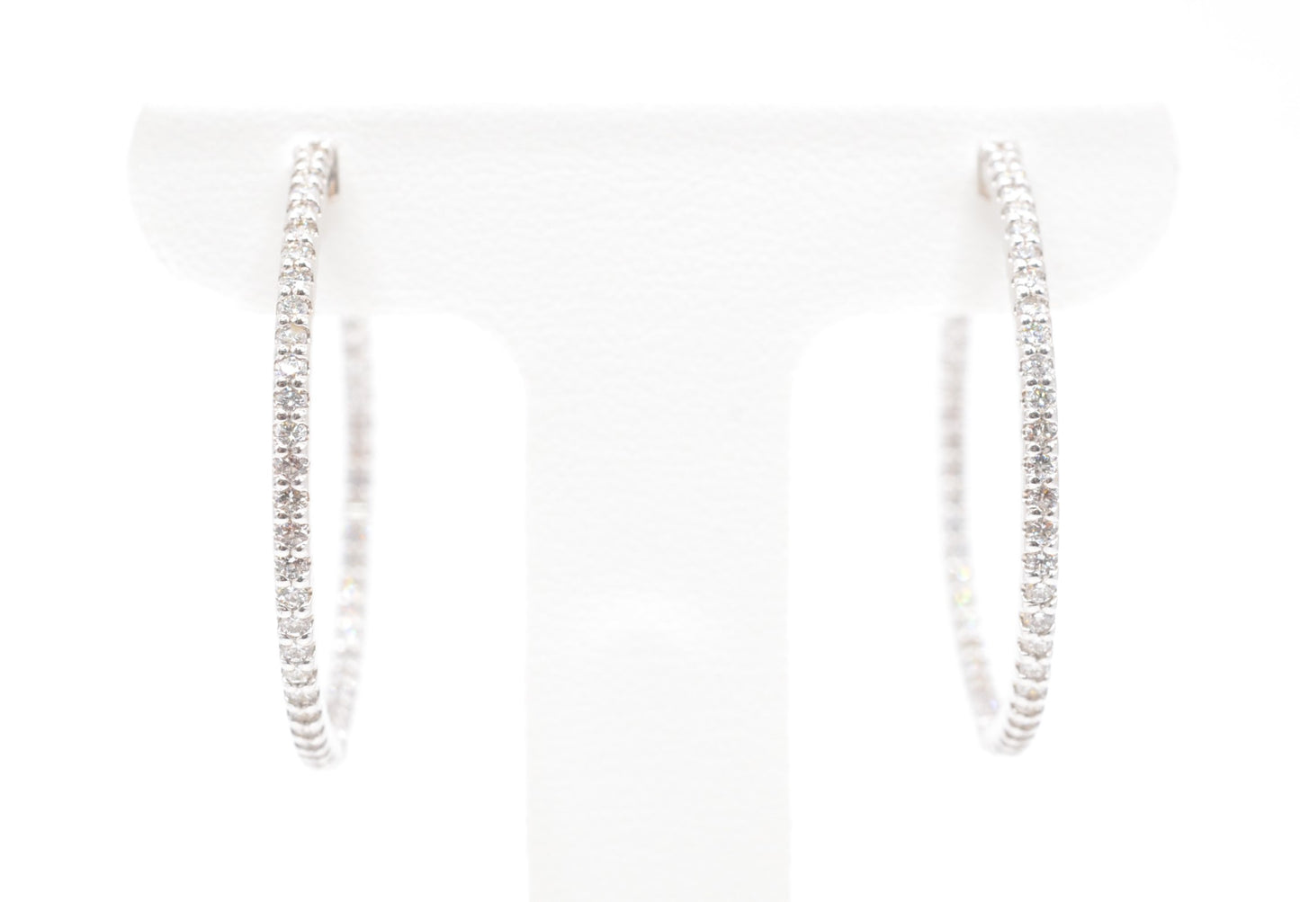 1.50 cttw Natural Diamond Inside Out Hoops Earrings 14K White Gold Hoops & Huggies