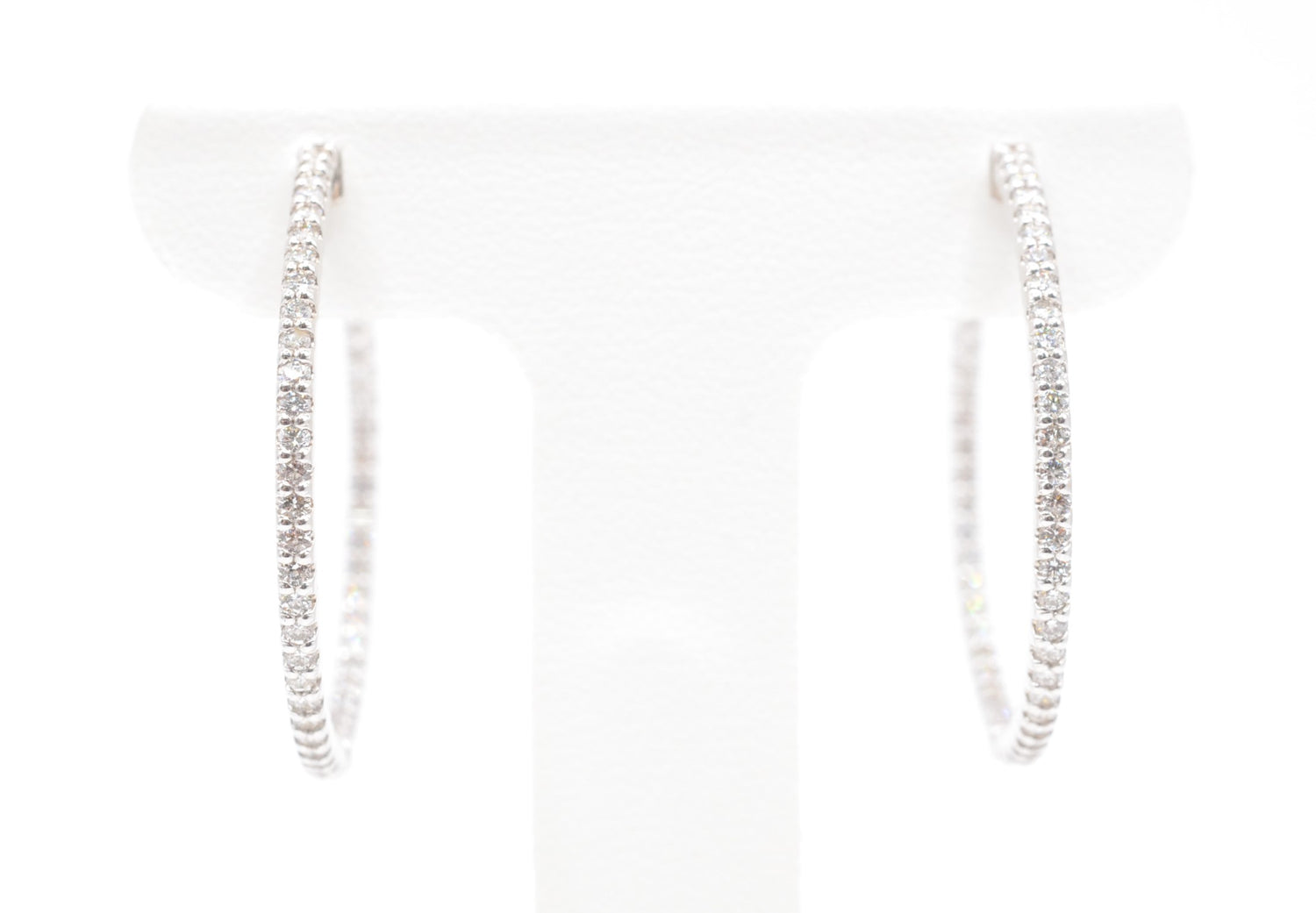 1.50 cttw Natural Diamond Inside Out Hoops Earrings 14K White Gold Hoops & Huggies