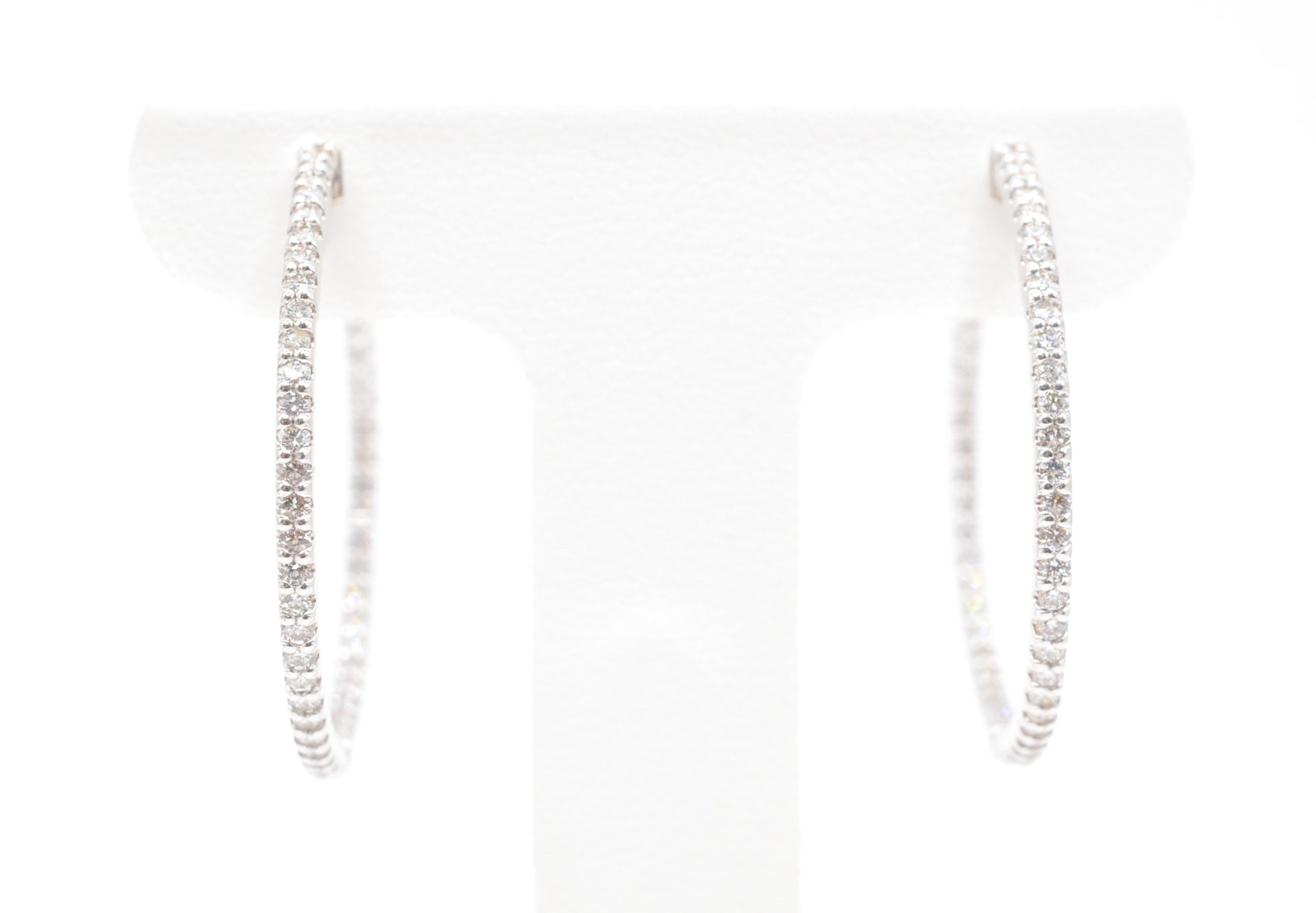 1.50 cttw Natural Diamond Inside Out Hoops Earrings 14K White Gold Hoops & Huggies