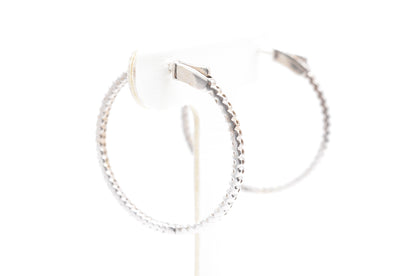 1.50 cttw Natural Diamond Inside Out Hoops Earrings 14K White Gold Hoops & Huggies